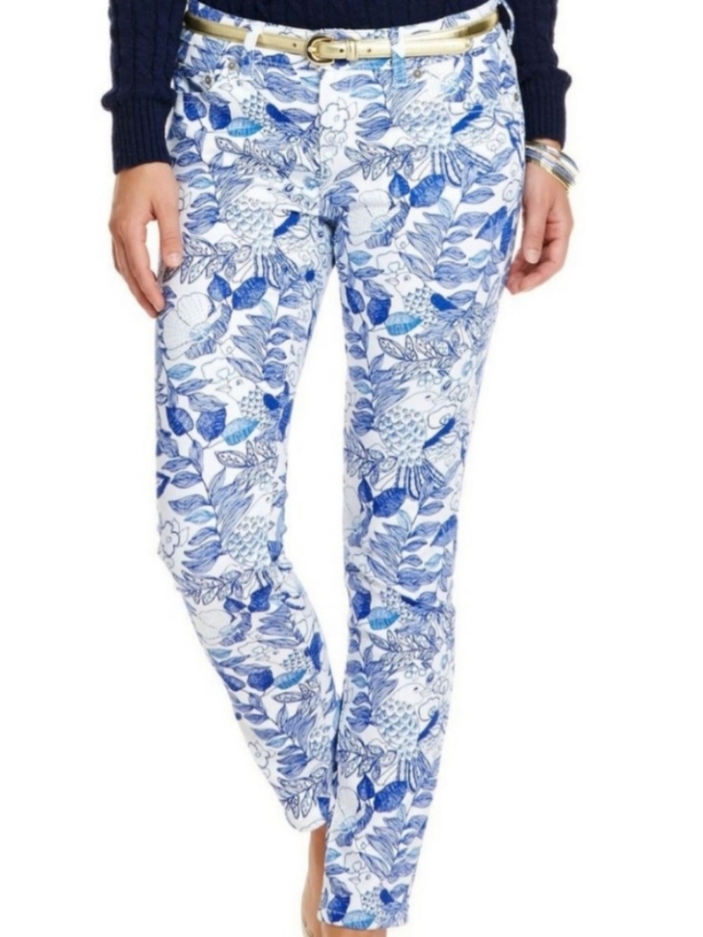 Vineyard Vines Women’s Cordia Tropical Bird Flower Print Skinny Jeans Size 6
